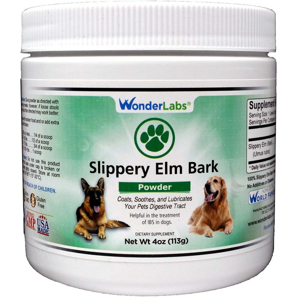 Wonder Laboratories Slippery Elm Bark Powder front view container for pet digestive health