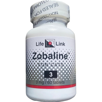 LifeLink Zobaline for Cats 3mg 60 tablets front view bottle for feline neuropathy