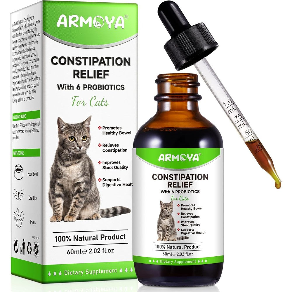 ARMOYA cat constipation relief liquid bottle front view for feline digestive care