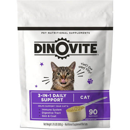 Dinovite probiotics for cats daily powder supplement front view