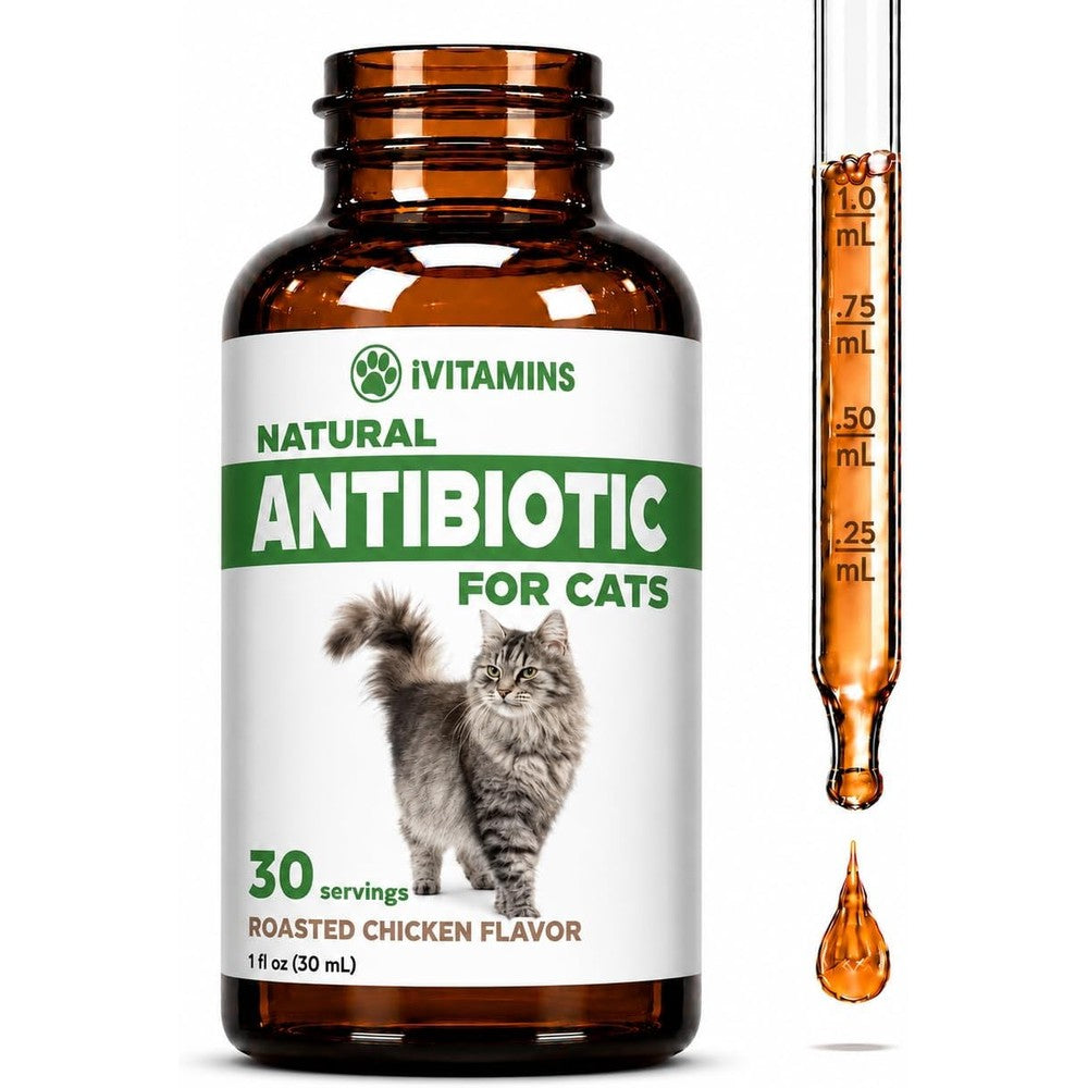 Woof 'n' Purr natural cat antibiotic liquid supplement front view for immune support