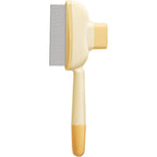 Set Pet self-cleaning pet grooming comb front view yellow tool