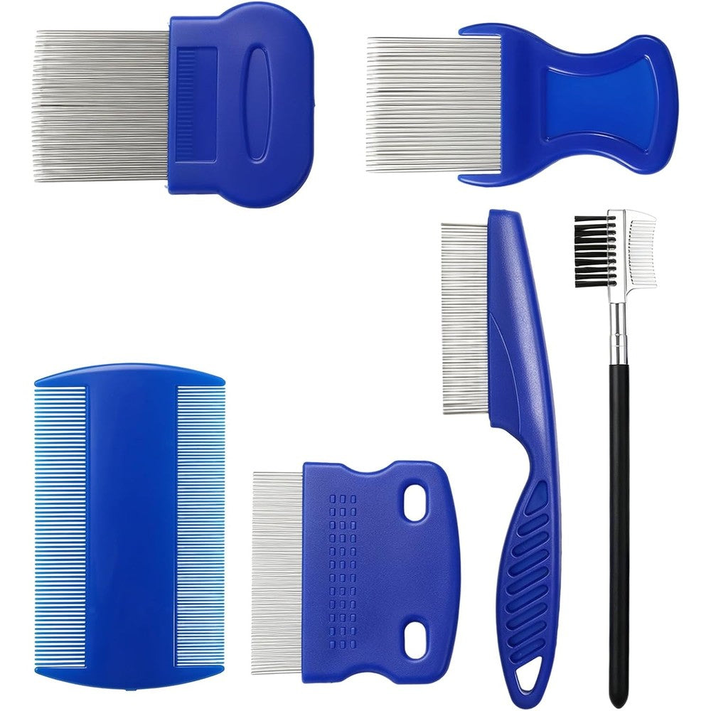 HJZHII 6 pieces flea lice comb set for cats and dogs front view