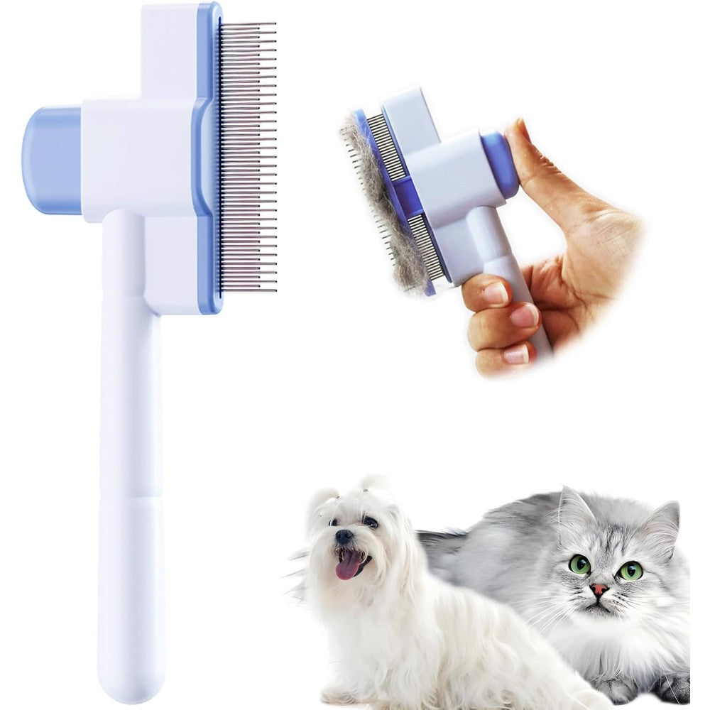 Jptecy cat comb self cleaning pet brush front view