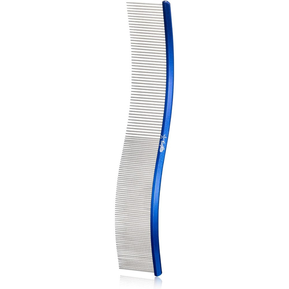 Fengliren stainless steel pet grooming comb blue front view