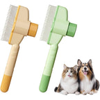 Holyenten 2-pack pet hair removal comb and flea comb set front view