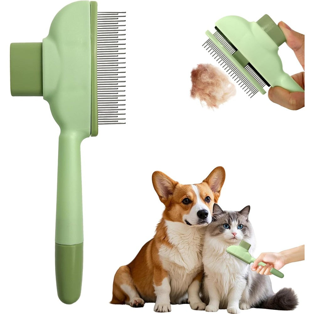 KHQBG pet deshedding brush front view in sage green