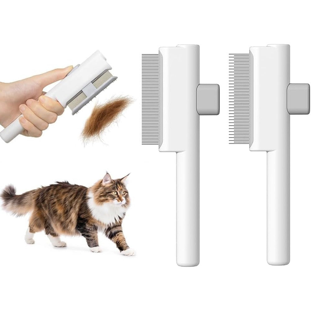 Marchul 2 Pack Self Cleaning Pet Grooming Comb Set front view