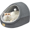 Jiupety Cute Cat Bed For Indoor Cats And Kittens Large Covered Cat Cave With Anti-Slip Bottom And Washable Cushion Dark Gray 16 By 16 By 13 Inches