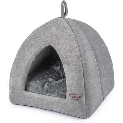 Best Pet Supplies Cat Bed For Indoor Cat, Domed Tent House With Removable Pillow, Covered Cat Cave For Small Dog And All Breeds Of Cats, Gray, 16 x...