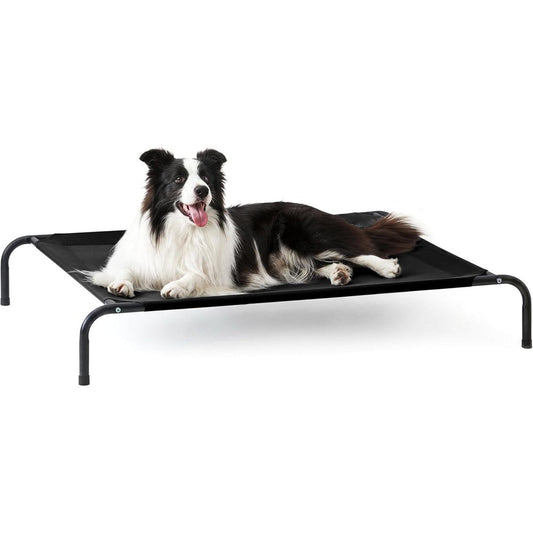 Love's Cabin Elevated Cooling Dog Bed For Large Dogs Portable Indoor And Outdoor Raised Pet Cot With Breathable Mesh Black 48 Inches