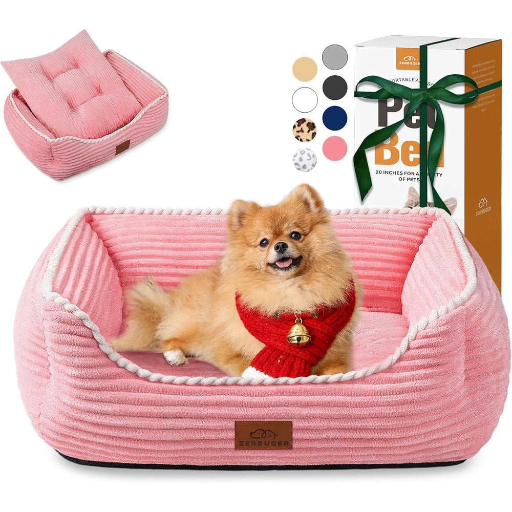Zerbuger Orthopedic Dog Bed For Medium Dogs Supportive Foam Pet Couch Bed With Removable Washable Mat And Nonskid Bottom Medium Pink