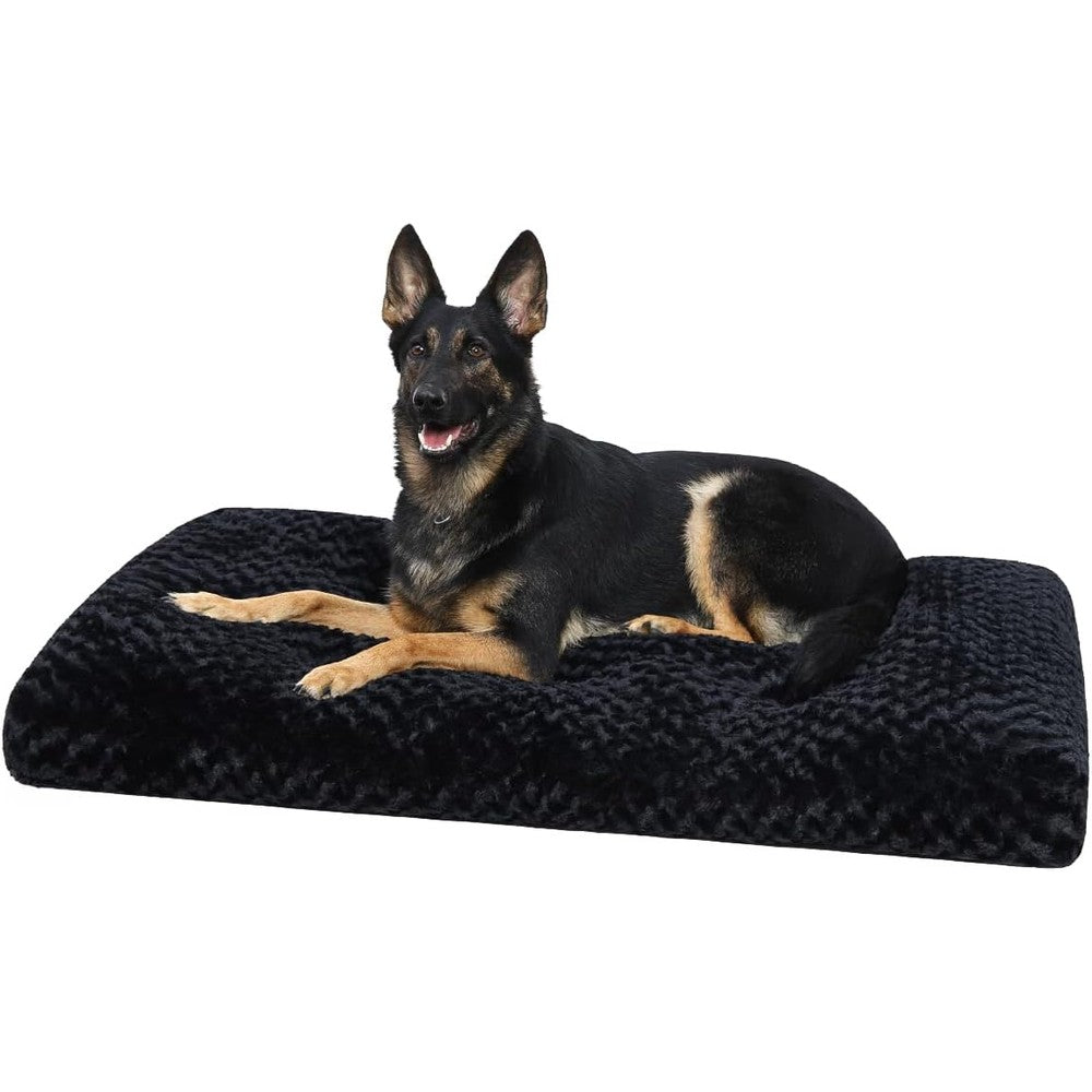 Ksiia Washable Dog Bed Anti-Slip Dog Crate Bed Deluxe Plush Kennel Pad For Large Dogs Black 35 Inch By 23 Inch