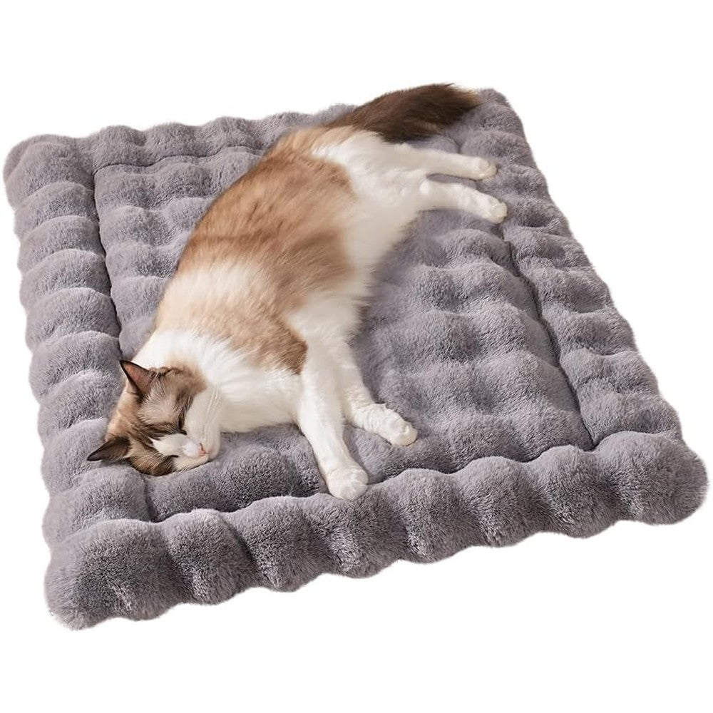 Somahe Cat Bed Mat Soft Plush Faux Fur Kneading Pet Bed Machine Washable Sleeping Pad For Indoor Cats And Kittens Grey 23x15 Inch