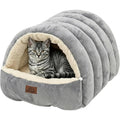 Noocyarn Covered Cat Bed Cave For Indoor Cats 2 In 1 Enclosed Pet Bed With Zippered Washable Mats For Small Dogs And Kittens Grey