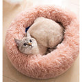 Generic Anti Anxiety Round Fluffy Plush Faux Fur Pet Bed For Indoor Cats And Small Dogs Washable Donut Dog Bed Thick Bottom Pink Medium 20 Inches