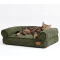 FUKUMARU Dog Couch Bed And Corduroy Cozy Cat Bed For Indoor Cats With Washable Cover Waterproof Orthopedic Pet Sofa Small Dogs Large Cats Green Med...