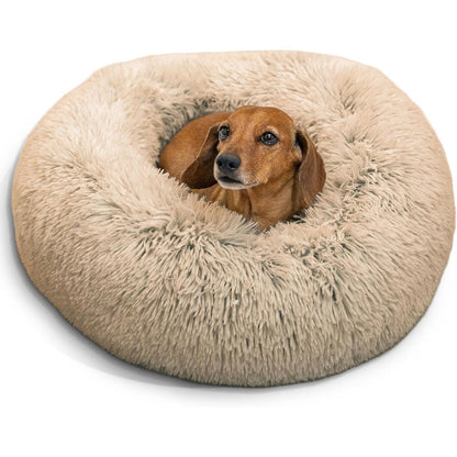 Best Friends By Sheri The Original Calming Donut Dog Bed In Shag Faux Fur Taupe 23 Inch By 23 Inch For Small Pets Up To 25 Pounds