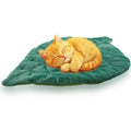 Romaneco Leaf Shaped Self Warming Cat Bed Mat Flannel and Cotton Pet Pad for Indoor Kitten Cushion and Puppy Mattress Green 26x20 Inches