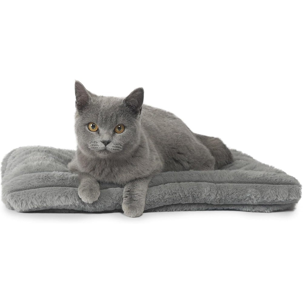Zihapgpzp Extra Small Dog Crate Pad Deluxe Corduroy Fleece Flat Cat Bed Mat Pink Pet Sleeping Cushion Eighteen By Twelve Inches