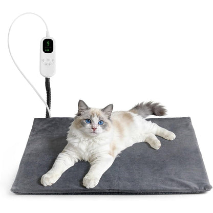 Mecheer Heated Cat Bed 18x18 Inch With 9 Adjustable Temperature Settings And Timer For Indoor Cats And Dogs Grey