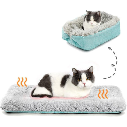 HDLKRR Self Warming Cat Bed Foldable Self Heated Thermal Heating Pad Mat For Indoor And Outdoor Cats Mint Green Twenty Four By Twenty Inches