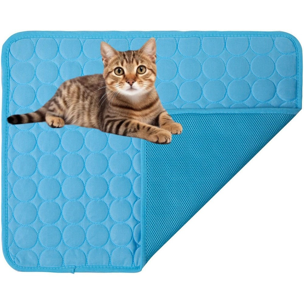 Cataccessori Kittra Cooling Mat For Cats And Small Dogs Breathable Ice Silk Summer Bed Light Blue Extra Small