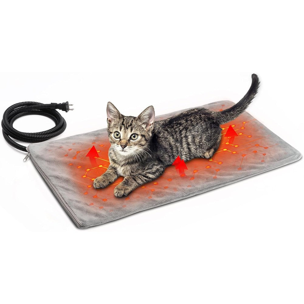 Texsens Cat Heating Pad Heated Pet Bed Dog Mat With Chew Resistant Cord And Removable Crystal Velvet Cover 23.6 Inches By 11.8 Inches