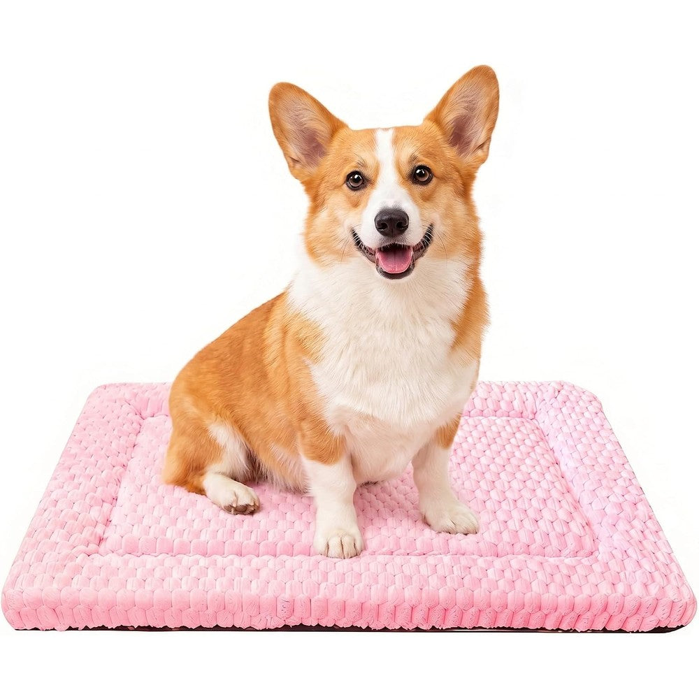 Zutbouc Reversible Dog Crate Mat For Small Medium Dogs And Cats Soft Washable Kennel Pad In Pink 30 Inch Length 20 Inch Width 1.5 Inch Thickness