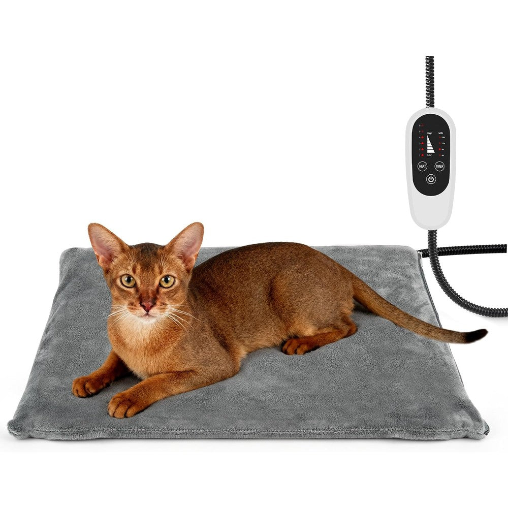 NICREW Cat Heating Pad Temperature Adjustable Heated Pet Bed Mat With Auto Shut Off Timer For Cats And Small Dogs 17.7 x 15.7 Inches