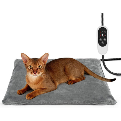 NICREW Cat Heating Pad Temperature Adjustable Heated Pet Bed Mat With Auto Shut Off Timer For Cats And Small Dogs 17.7 x 15.7 Inches