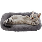 PETLESO Small Cat Bed Mat Plush Pet Cushion Self Warming Grey Soft Fluffy Cat Pad With Raised Pillow Rim For Indoor Cats And Kittens 15 Inch By 10 ...