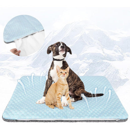 Cherishelt Cat Cooling Mat With Arc Chill Fiber And Ice Gel Bag For Dogs And Cats Two Sided Soft Pet Sleeping Bed For Summer 16.5 By 26 Inches
