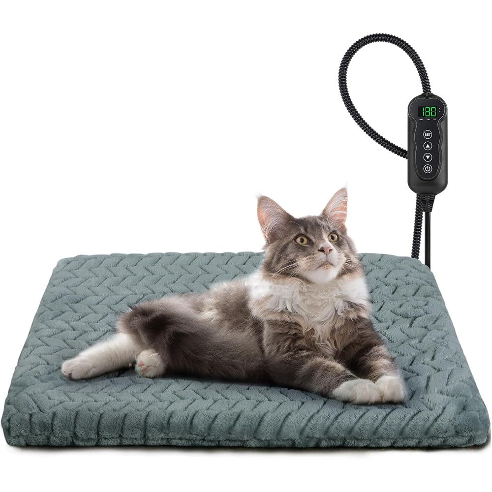 Gasur Heated Cat Bed Waterproof Electric Pet Heating Pad With Adjustable Timer And Temperature Indoor Pet Bed Small Eighteen By Sixteen Inches