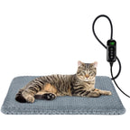 INVENHO Heated Cat Bed and Dog Heating Pad Waterproof Electric Pet Warming Mat with Timer Small Size Eighteen Inches by Sixteen Inches