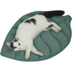 Letalong 30 X 20 Inch Leaf Shaped Cotton Cat Bed Pad Reversible Warming Mat For Indoor Cats Grey