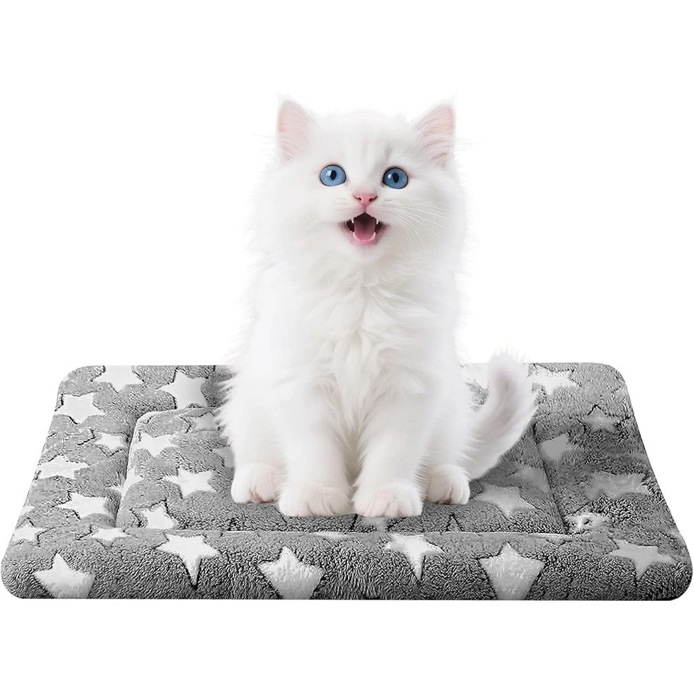 Pobopobo Dog Bed Mat For Crate Reversible Plush And Canvas Soft Kennel Pad Durable Comfort Sleeping Cushion For Small Dogs And Cats Gray 18x14 Inches