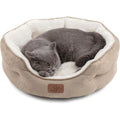 Bedsure Round Dog Bed and Cat Bed Washable Super Soft Plush Flannel Pet Cushion with Slip Resistant Bottom Camel 20 Inches