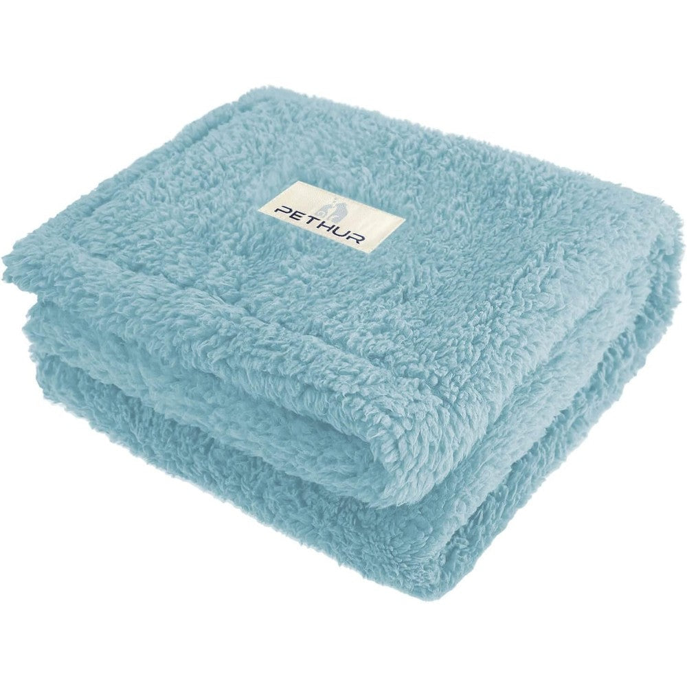 PETHUR Waterproof Dog Blanket For Small Dogs And Indoor Cats Soft Sherpa Pet Throw Blanket For Bed And Couch Blue 20 Inches By 30 Inches