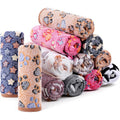 SHENLIU 18 Pcs Fleece Pet Blanket, 9 Style Small Fleece Pet Blanket Soft Warm Sleep Mat Fluffy Cute Puppy Supplies Paw Star Print Design Bed Blankets for Dog Cat Kitten Animals