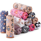 SHENLIU 18 Pcs Fleece Pet Blanket, 9 Style Small Fleece Pet Blanket Soft Warm Sleep Mat Fluffy Cute Puppy Supplies Paw Star Print Design Bed Blankets for Dog Cat Kitten Animals