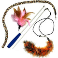 Pet Fit For Life 3 Feather Dual Rod Wand Cat Toy Interactive Teaser And Exerciser With Slithering Snake Attachment For Kittens And Adult Cats