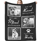 Artsadd Custom Memorial Blanket With Photos And Name Personalized Pet Remembrance Blanket For Dogs And Cats Black Thirty By Forty Inches