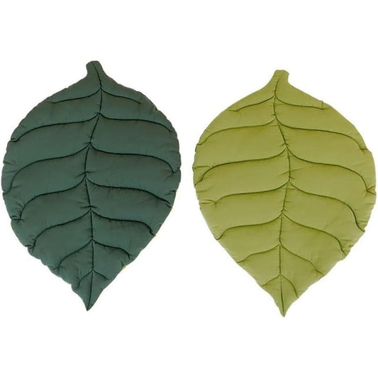 Premium Leaf Shape Reversible Pet Blanket Double Sided Cotton Mattress Pad Cover for Cats and Small Puppies Light Green Color