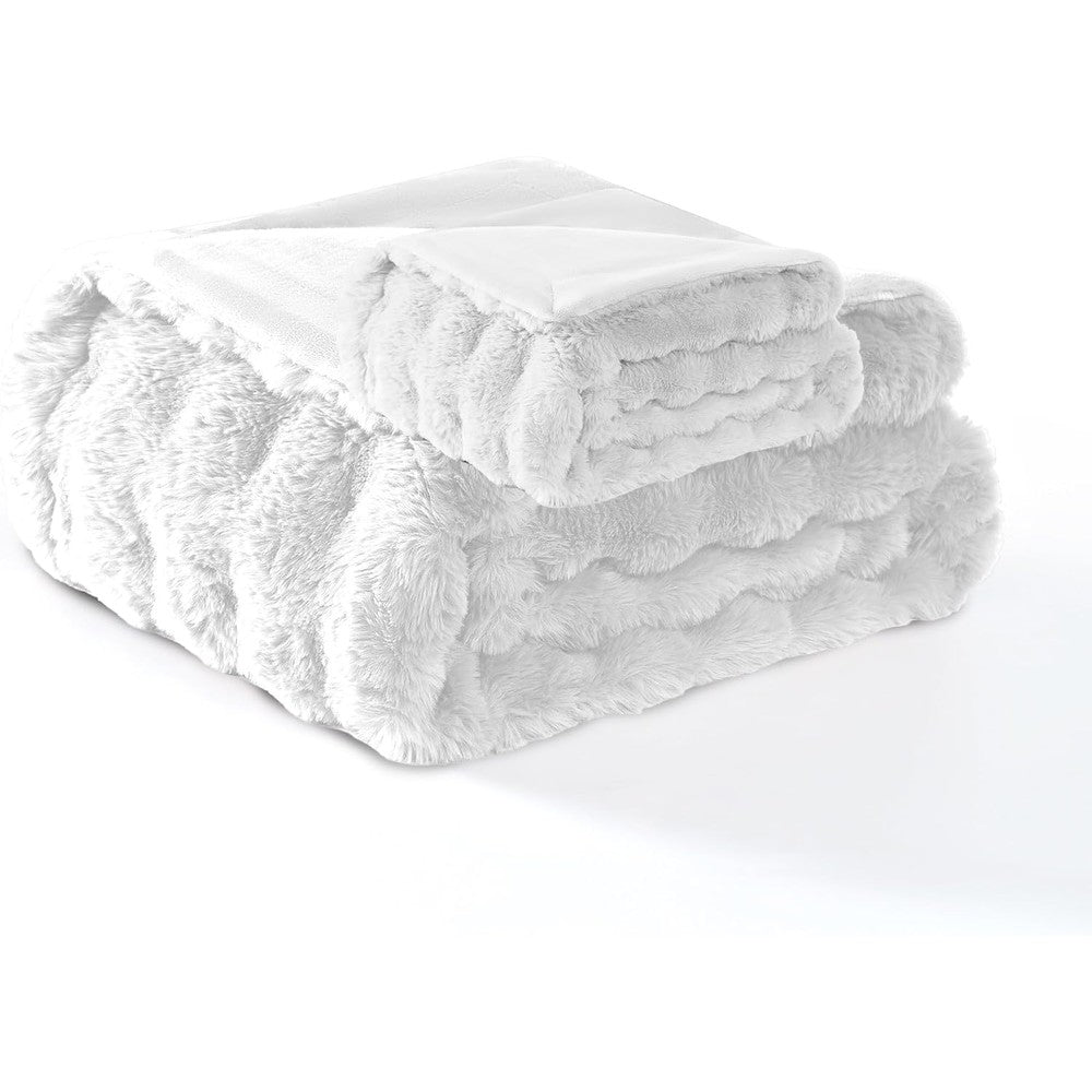 Modern Threads Water Resistant Faux Rabbit Fur Pet Blanket Ultra Soft Couch And Bed Protector White 30x40 Inches