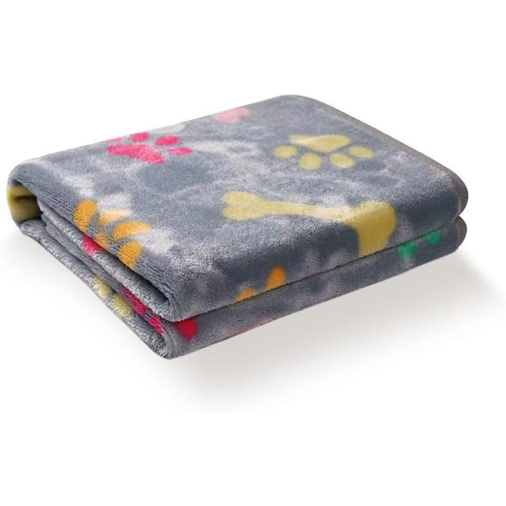 Luciphia Fluffy Premium Fleece Pet Blanket Flannel Paw Printed Throw Soft Warm Sleep Mat For Dogs And Cats Small Twenty Three By Sixteen Inches Grey