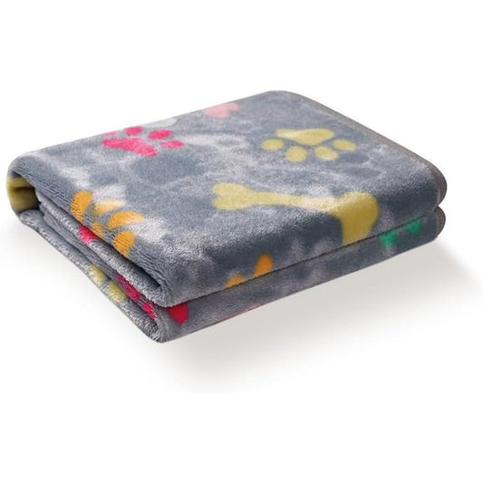 Luciphia Fluffy Premium Fleece Pet Blanket Flannel Paw Printed Throw Soft Warm Sleep Mat For Dogs And Cats Small Twenty Three By Sixteen Inches Grey