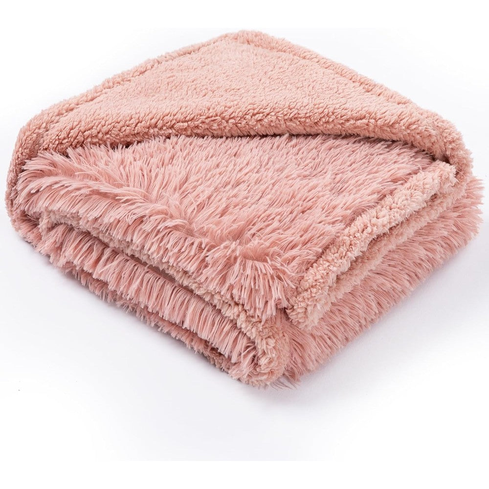 Maidewow Pink Fluffy Throw Blanket Waterproof Faux Fur Calming Pet Blanket For Dogs And Cats Extra Small 28x20 Inches