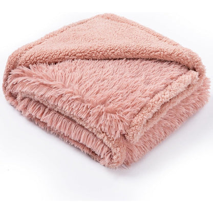 Maidewow Pink Fluffy Throw Blanket Waterproof Faux Fur Calming Pet Blanket For Dogs And Cats Extra Small 28x20 Inches