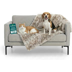Furhaven Waterproof Throw Blanket for Dogs and Indoor Cats Reversible Protective Pet Blanket Long Faux Fur and Velvet Driftwood Medium